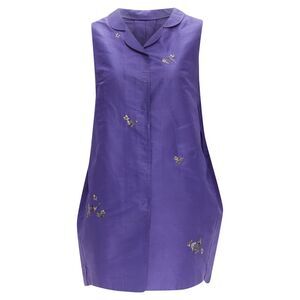 Shiatzy Chen silk oriental floral bird embroidery cocoon vest